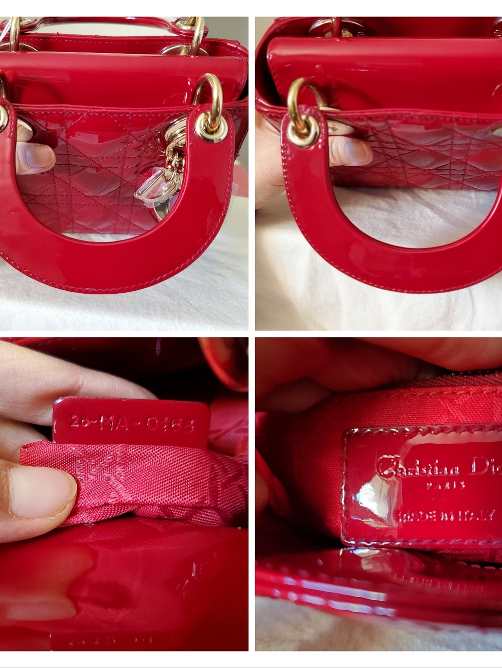 Lady DIOR minj Red Patent Gold Hwbag - Picture 2 of 7
